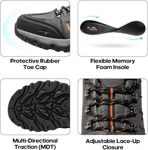 NORTIV 8 Men's Waterproof Hiking Shoes Leather | Low-Top Hiking Shoes for Outdoor Trailing Trekking Camping Walking in Kuwait