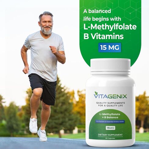 L -methylfolate + B التوازن - القوة المهنية النشطة بيولوجيًا 5 -MTHF + B6 ، B2 و B12 مجمع ميثيل كوبالامين ب - يدعم الحالة المزاجية ، الميثيل والإدراك - 15mg - 60 كبسولة in Saudi Arabia