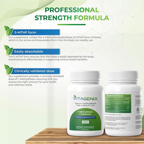 L -methylfolate + B التوازن - القوة المهنية النشطة بيولوجيًا 5 -MTHF + B6 ، B2 و B12 مجمع ميثيل كوبالامين ب - يدعم الحالة المزاجية ، الميثيل والإدراك - 15mg - 60 كبسولة in Saudi Arabia