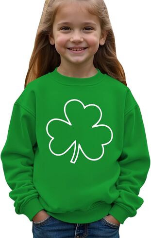 CM C & M WODRO St Patrick's Kid Long Sleeve Clover Swefshirt Girl Boy Irish Shamrock Lightweight Shirt Tops 7-12 Years in Kuwait