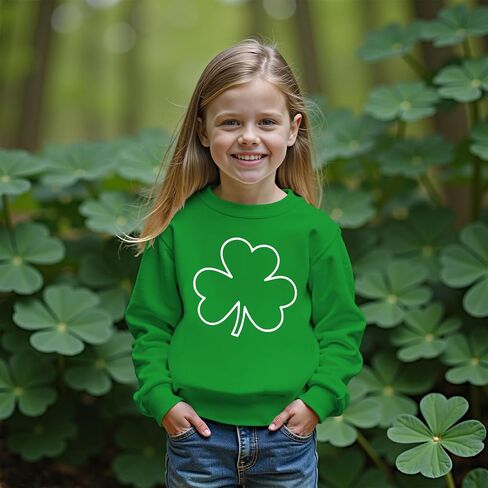 CM C & M WODRO St Patrick's Kid Long Sleeve Clover Swefshirt Girl Boy Irish Shamrock Lightweight Shirt Tops 7-12 Years in Kuwait