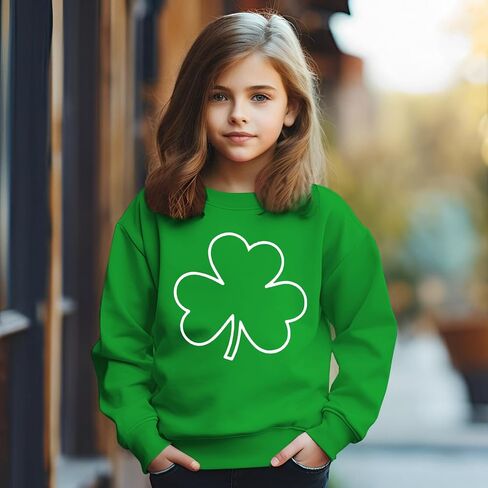 CM C & M WODRO St Patrick's Kid Long Sleeve Clover Swefshirt Girl Boy Irish Shamrock Lightweight Shirt Tops 7-12 Years in Kuwait