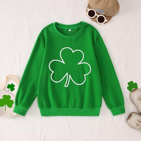CM C & M WODRO St Patrick's Kid Long Sleeve Clover Swefshirt Girl Boy Irish Shamrock Lightweight Shirt Tops 7-12 Years in Kuwait