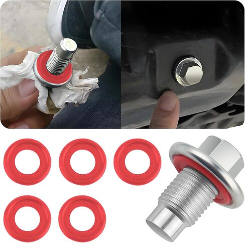 M12*1.75 Oil Drain Plug with 5PCS Oil Drain Plug Gasket OEM#EJ7Z-6730-A,Iron Zinc-Coated Oil Pan Drain Plug Compatible with GMC Chevrolet Ford,Essential Oil Plug Bolt Car Accessories (M12*1.75) in Saudi Arabia