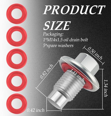 M12*1.75 Oil Drain Plug with 5PCS Oil Drain Plug Gasket OEM#EJ7Z-6730-A,Iron Zinc-Coated Oil Pan Drain Plug Compatible with GMC Chevrolet Ford,Essential Oil Plug Bolt Car Accessories (M12*1.75) in Saudi Arabia