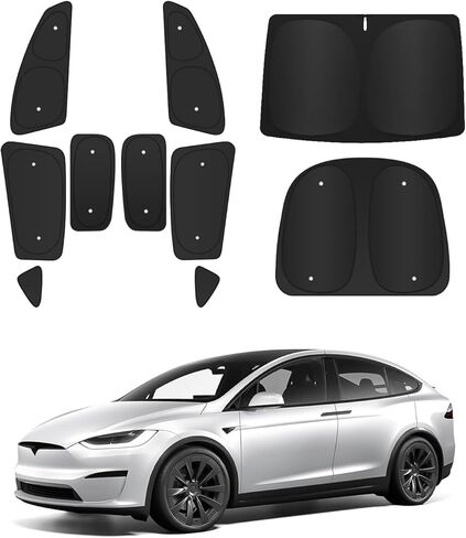 10pcs زجاج الأمامي ظلال الشمس ل Tesla Model X 2016-2024 ، الجانبية الأمامية والخلفية نافذة الشمس شمس Sun Visor الحماية من الخصوصية المعزولة للدرع المعزول للتخييم ، والقيلولة ، والاسترخاء in Kuwait