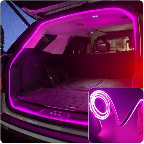 شريط إضاءة LED Trunk Trunk ، شريط إضاءة محيط من المطاط الناعم ، دخن داخلي زخرفة ساطعة منخفضة الطاقة مقاومة للماء ، التثبيت القابل للتطوير 177 بوصة 12V 8W أبيض in Kuwait