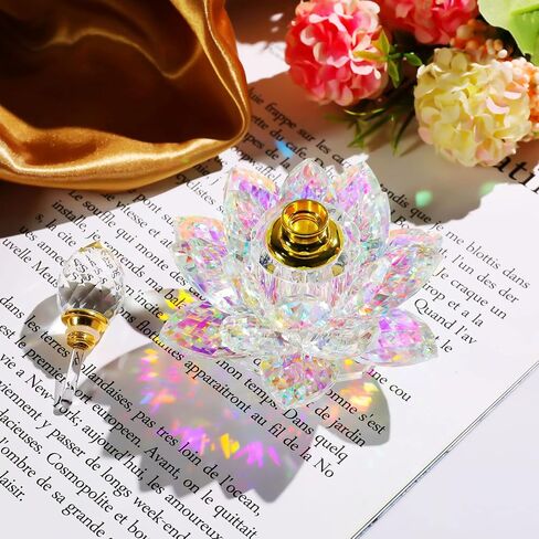 YWHL Small Colorful Crystal Vintage Empty Perfume Bottle, Mini Glass Refillable Lotus Perfume Bottles, Handmade Lotus Figurines Decoration Gifts for Women in Saudi Arabia