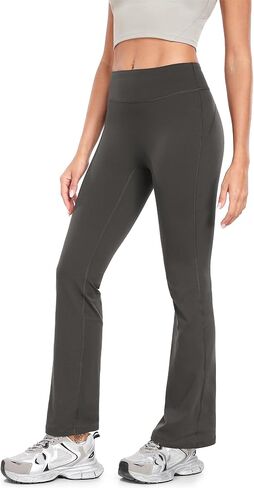 icyzone Women's High Waist Fleece Lined Flare Pants, Winter Thermal Warm Casual Athletic Gym Yoga Pants Leggings in Saudi Arabia