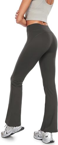 icyzone Women's High Waist Fleece Lined Flare Pants, Winter Thermal Warm Casual Athletic Gym Yoga Pants Leggings in Saudi Arabia