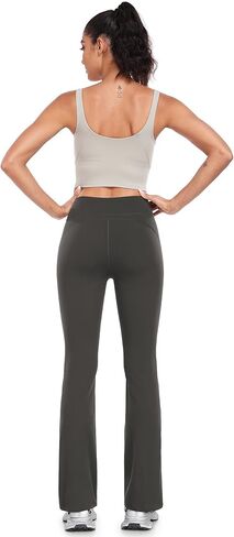 icyzone Women's High Waist Fleece Lined Flare Pants, Winter Thermal Warm Casual Athletic Gym Yoga Pants Leggings in Saudi Arabia