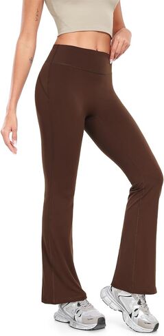 icyzone Women's High Waist Fleece Lined Flare Pants, Winter Thermal Warm Casual Athletic Gym Yoga Pants Leggings in Saudi Arabia