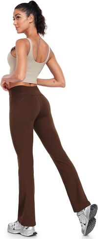 icyzone Women's High Waist Fleece Lined Flare Pants, Winter Thermal Warm Casual Athletic Gym Yoga Pants Leggings in Saudi Arabia
