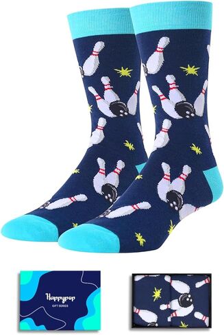 HAPPYPOP Novelty Bowling Socks Mens Sports socks for men Goofy socks, Bowling Gifts for men Bowling Socks In Blue in Saudi Arabia