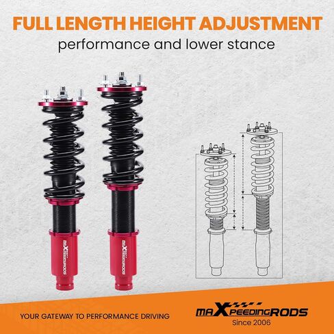 maXpeedingrods Coilovers for Honda Accord DX/EX/LX CB7 CD5 CD7 1990-1997, for Honda Acura CL 1997-1999, Height Adjustable Coilovers Suspension Kit, Preset Damping Lowering Kit Red in Saudi Arabia