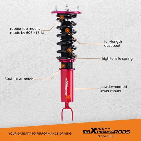 maXpeedingrods Coilovers for Honda Accord DX/EX/LX CB7 CD5 CD7 1990-1997, for Honda Acura CL 1997-1999, Height Adjustable Coilovers Suspension Kit, Preset Damping Lowering Kit Red in Saudi Arabia