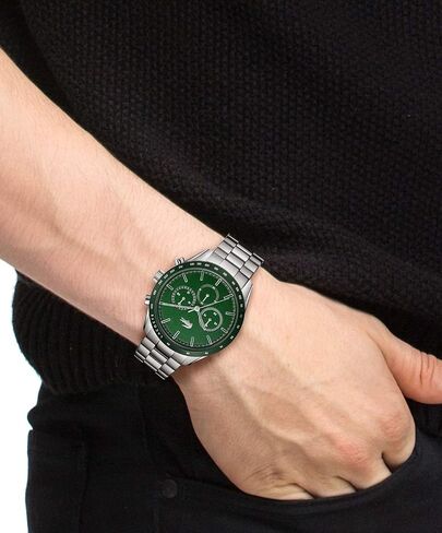 Lacoste Men's Boston Quartz Watch with Stainless Steel Strap, Silver, 20 (Model: 2011080) in Saudi Arabia