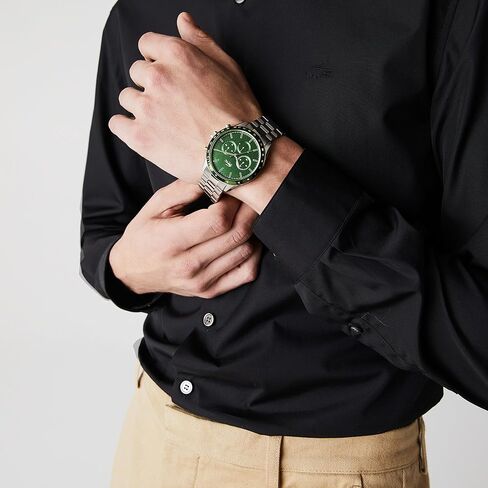 Lacoste Men's Boston Quartz Watch with Stainless Steel Strap, Silver, 20 (Model: 2011080) in Saudi Arabia