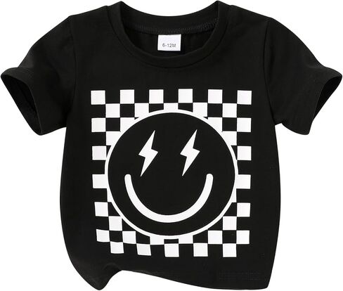 Happy Town Toddler Clothes Baby Boy Girl Smiley Face Shirt Short Sleeve T-Shirt Tee Summer Tops Outfits in Saudi Arabia