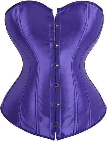 Grebrafan Women's Plus Size Satin Overbust Lace up Boned Corsets Shapewear Outfit in Saudi Arabia