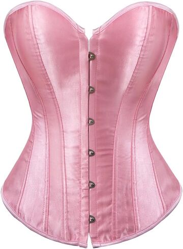 Grebrafan Women's Plus Size Satin Overbust Lace up Boned Corsets Shapewear Outfit in Saudi Arabia