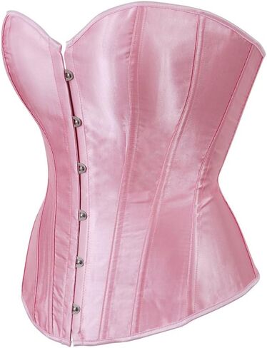 Grebrafan Women's Plus Size Satin Overbust Lace up Boned Corsets Shapewear Outfit in Saudi Arabia