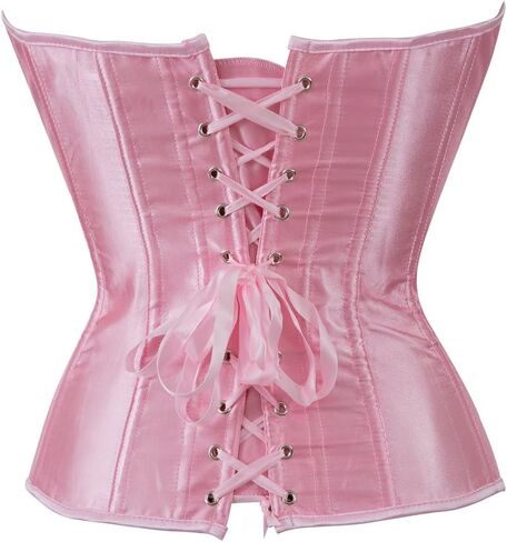 Grebrafan Women's Plus Size Satin Overbust Lace up Boned Corsets Shapewear Outfit in Saudi Arabia