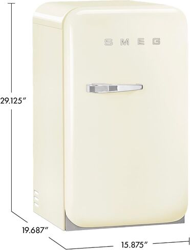 Smeg FAB5URBL3 16" 50's Retro Style Series Compact Cooler with 1.5 cu. ft. Capacity Absorption Cooling Automatic Defrost LED Interior Lighting and Adjustable Shelves Black, Right Hand Hinge in Kuwait
