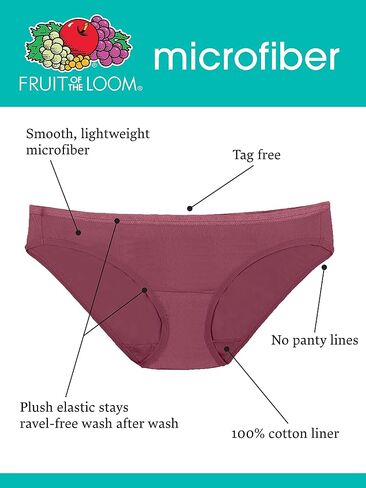 Fruit of the Loom Women's Lightweight Microfiber Underwear, Smooth Under Clothes, Available in Plus Size in Saudi Arabia