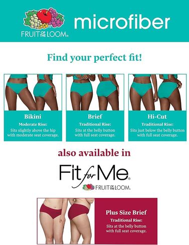 Fruit of the Loom Women's Lightweight Microfiber Underwear, Smooth Under Clothes, Available in Plus Size in Saudi Arabia