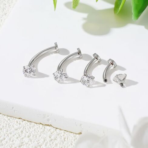 Gnoliew 14G Titanium Floating Belly Button Rings for Women Flat Back Belly Rings 8mm/10mm/12mm/14mm Belly Piercing Jewelry in Saudi Arabia