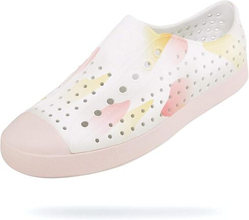 Native Shoes Jefferson Print Sneakers for Men, and Women - EVA Upper with Perforation Detailing, Slip-On Style, and Rubber Toe Milk Pink/Shell White/Marigold Men's 12, Women's 14 Medium in Saudi Arabia