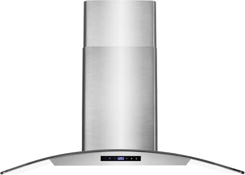 COSMO 668AS900 Wall Mount Range Hood with 380 CFM, Ducted Exhaust Vent, 3 Speeds, Tempered Glass Hood, LCD Display Touch Control Panel in Stainless Steel (36 inch) in Saudi Arabia