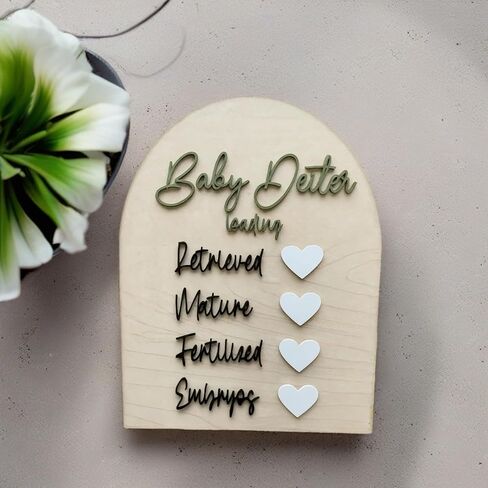 IVF Retrieval Wood Board - Date IVF Journey Board, Personalized Infertility Gift for IVF Warriors, Keepsake for Fertility Journey (Black) in Saudi Arabia