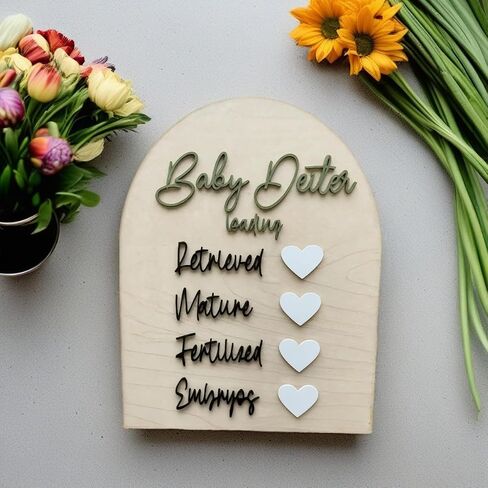 IVF Retrieval Wood Board - Date IVF Journey Board, Personalized Infertility Gift for IVF Warriors, Keepsake for Fertility Journey (Black) in Saudi Arabia