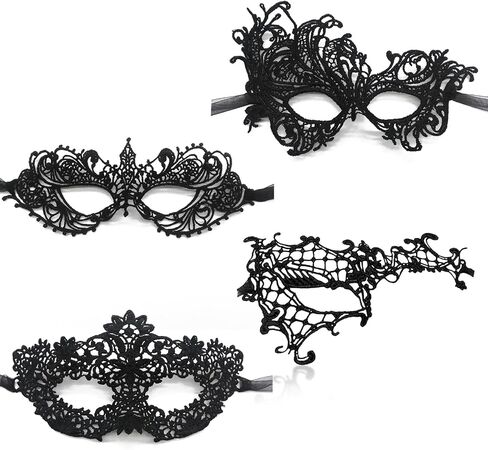 TFTSR Masquerade Masks for Women Couples,Men Mardi Gras Masks,Girls Black Gold Lace Masks,Adults Party Costume Venetian Dress in Kuwait