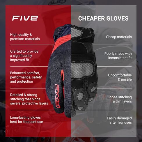 RS3 Evo Motorcycle Gloves for Men, Urban Riding Gloves for Motorcycle, Scooter and More – Black, Black-Red and Black-White, XS-3XL in Saudi Arabia
