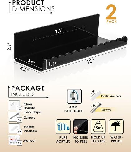 Forzacx Floating Shelves for Wall-2 Pack, Sturdy and Durable Shelves for Room Wall, Adhesive Floating Shelves for Bathroom & Bedroom, Fashionable Design, Easy to Install, Expand Space in Saudi Arabia