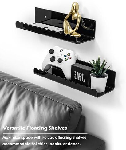 Forzacx Floating Shelves for Wall-2 Pack, Sturdy and Durable Shelves for Room Wall, Adhesive Floating Shelves for Bathroom & Bedroom, Fashionable Design, Easy to Install, Expand Space in Saudi Arabia