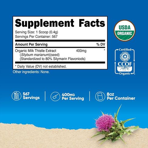 Nutricost Organic Milk Thistle (Silybum Marianum) 8 oz per Container (Unflavored) - Non-GMO, Gluten-Free in Saudi Arabia