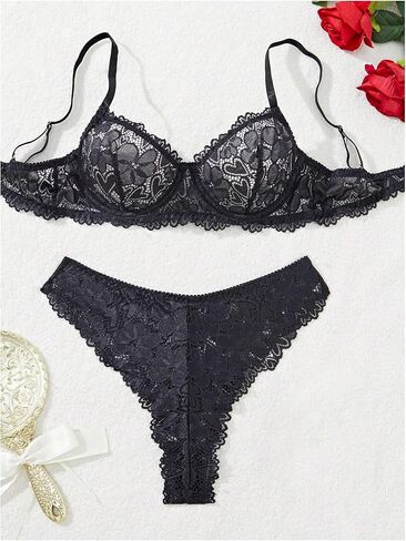 Lingerie Lingere Lingere للسيدات مجموعة من صدرية داخلية وملابس داخلية للملابس الداخلية 2 قطعة من الملابس الداخلية in Saudi Arabia