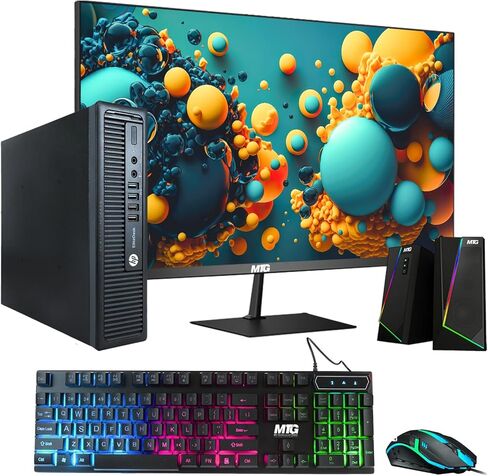 HP Elite 800G1 Desktop Computer PC, Intel Core i5 4th Gen Processor, 16GB RAM, 2TB HDD, MTG New 22 inch Monitor, RGB Speaker and Keyboard Mouse, WiFi Windows 10 Pro 64-Bit (Renewed) in Kuwait