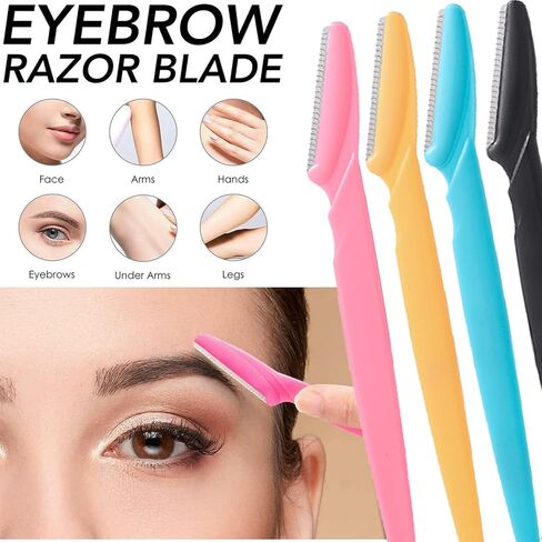 18Pcs Eyebrow Razor Multipurpose Exfoliating Dermaplaning Tool Trimming and Shaving Grooming Eyebrow Face Razor and Eyebrow Shaper for Women 3 Colors in Saudi Arabia