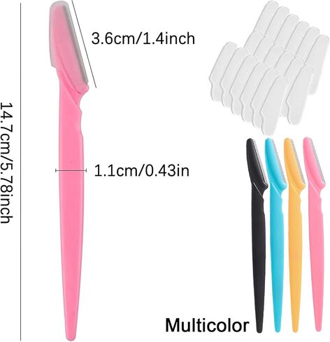 18Pcs Eyebrow Razor Multipurpose Exfoliating Dermaplaning Tool Trimming and Shaving Grooming Eyebrow Face Razor and Eyebrow Shaper for Women 3 Colors in Saudi Arabia