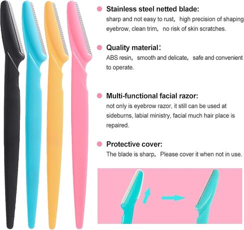 18Pcs Eyebrow Razor Multipurpose Exfoliating Dermaplaning Tool Trimming and Shaving Grooming Eyebrow Face Razor and Eyebrow Shaper for Women 3 Colors in Saudi Arabia