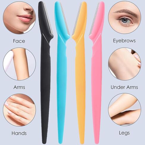 18Pcs Eyebrow Razor Multipurpose Exfoliating Dermaplaning Tool Trimming and Shaving Grooming Eyebrow Face Razor and Eyebrow Shaper for Women 3 Colors in Saudi Arabia
