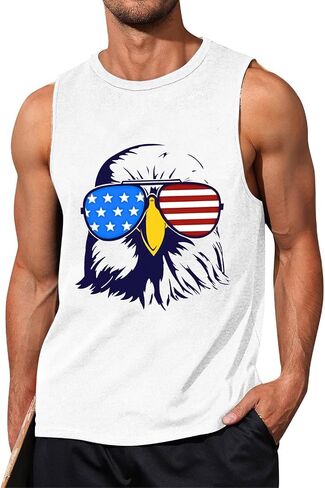 Mens American Flag Tank Top Sleeveless 4th of July Independence Day Tops in Saudi Arabia