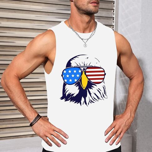 Mens American Flag Tank Top Sleeveless 4th of July Independence Day Tops in Saudi Arabia