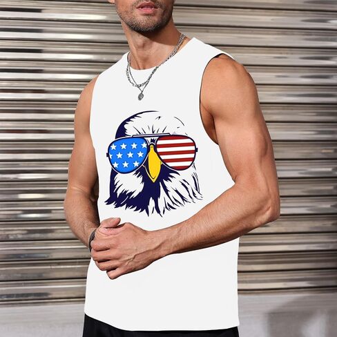 Mens American Flag Tank Top Sleeveless 4th of July Independence Day Tops in Saudi Arabia