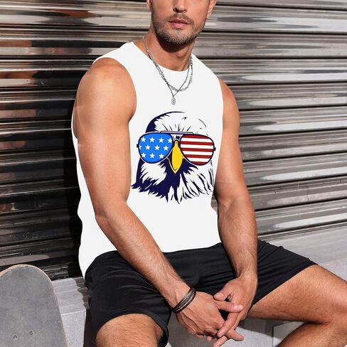 Mens American Flag Tank Top Sleeveless 4th of July Independence Day Tops in Saudi Arabia